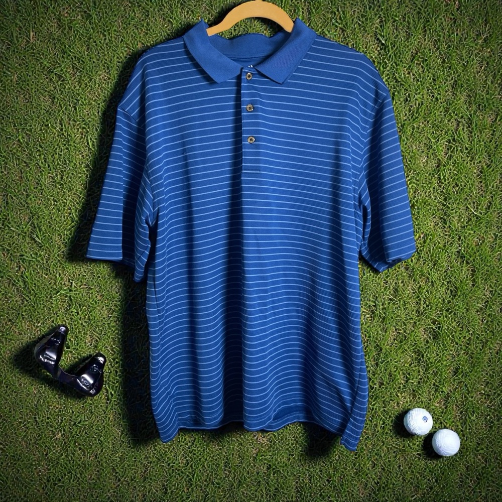 Grand Slam Navy Striped Polo Shirt Mens Size XL